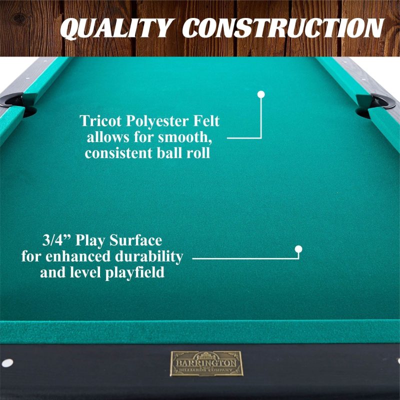 Barrington Billiard 84′′ Arcade Pool Table with Bonus Dartboard Set, Green - Image 4