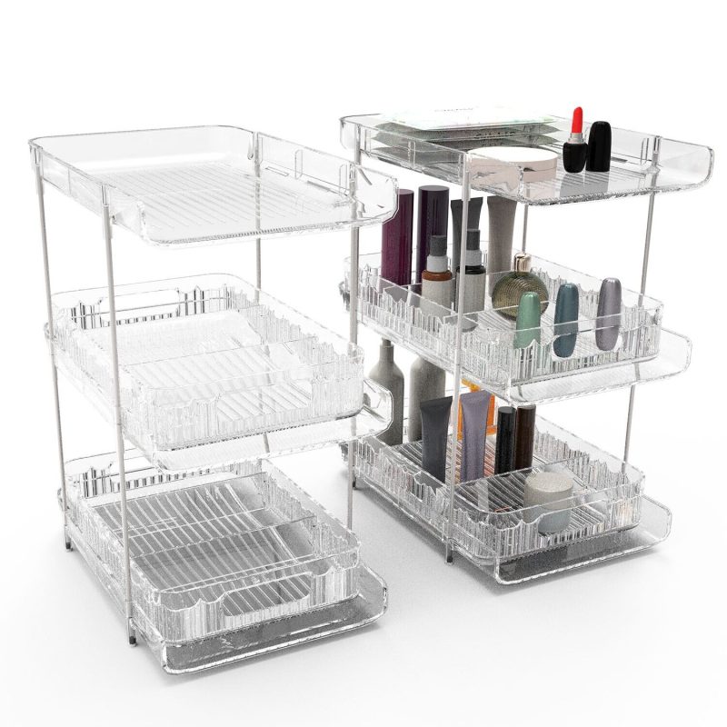 2 Sets-  3-Tier Clear Kitchen Organizer with Dividers - Image 12