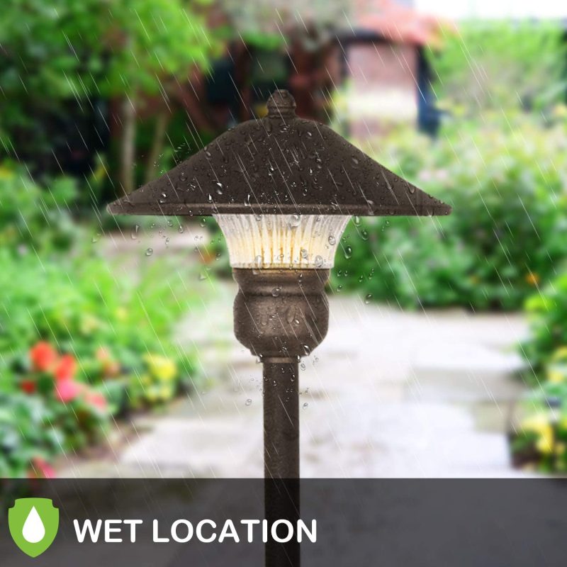6 Pack Low Voltage LED Landscape Pathway Light, 3W 150LM 12V Wired for Outdoor Yard Lawn, Die-cast Aluminum Construction, 30-Watt Equivalent 15-Year Lifespan - Image 5