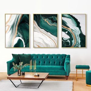 Abstract Green & Golden Foil