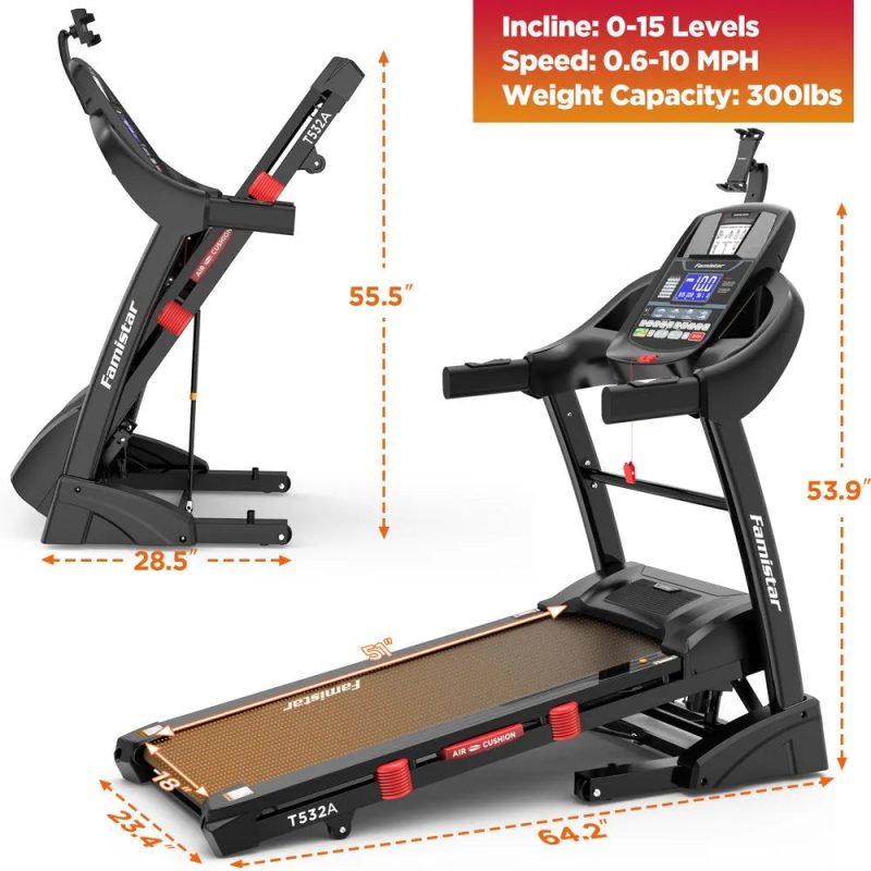 Famistar Folding Treadmill for Home with 15 Levels Auto Incline, 300LB Capcity, 10MPH Fast Speed Controls sgtnighsdesigns - Image 11
