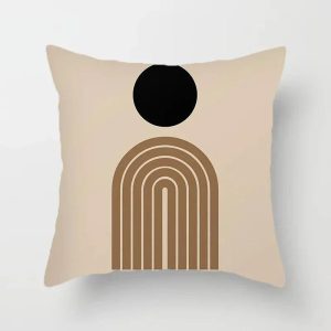 Abstract Line Art Cushion Cover Crafted from Luxurious Peach Skin