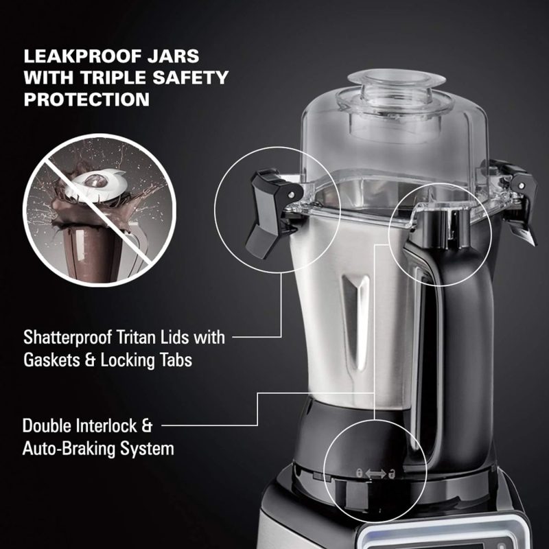 Hamilton Beach Professional 4-in-1 Juicer Mixer Grinder, Commercial-Grade 1400 Watt Motor, 120V, 3 Leakproof Jars, For Wet and Dry Spices, Chutneys and Curries, Engineered in India & USA (58770) - Image 4