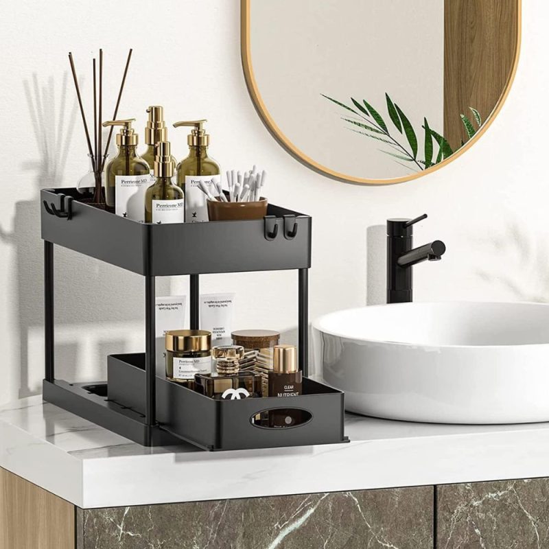 2 Tier Pull Out Cabinet Organizer Sliding Storage Rack - Image 5