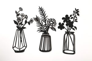 3PC Flat Metal Vase Wall Decor