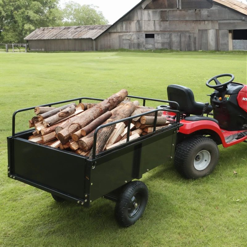 VEVOR Heavy Duty ATV Trailer Steel Dump Cart, 750-Pound 15 Cubic Feet, Garden Utility Trailer with Removable Sides for Riding L - MadeInUSA - Image 3