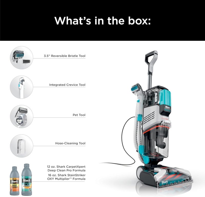 Shark CarpetXpert EX201 Carpet Cleaner, Cyan �C Deep Cleaning with StainStriker, Perfect for Pets, Includes Spot & Stain Remover Tools - Image 8