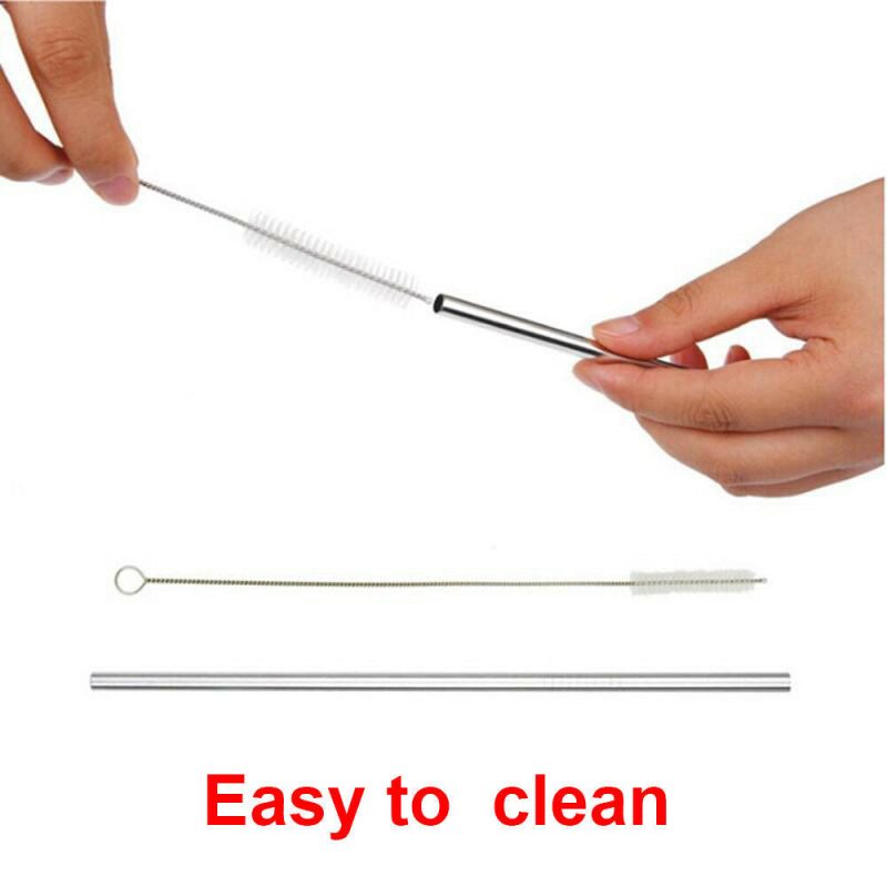 8 Pcs Stainless Steel Metal Drinking Reusable Straws + Cleaner Brush Kit - 图片 9