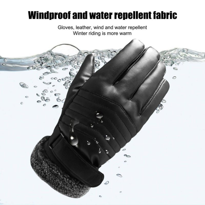 -30°C Leather Waterproof Winter Warm Ski Gloves | Touch Screen Compatible - Image 5