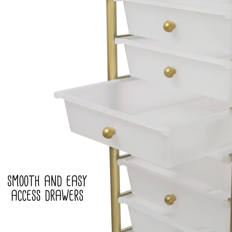 Honey Can Do 10-Drawer Gold Rolling Storage Cart - 图片 2