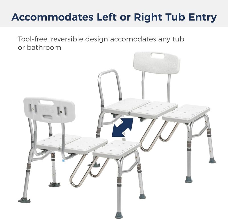 Drive Medical Splash Defense Tub Transfer Bench for Bathtub with Curtain Guard Protection, White - Image 4