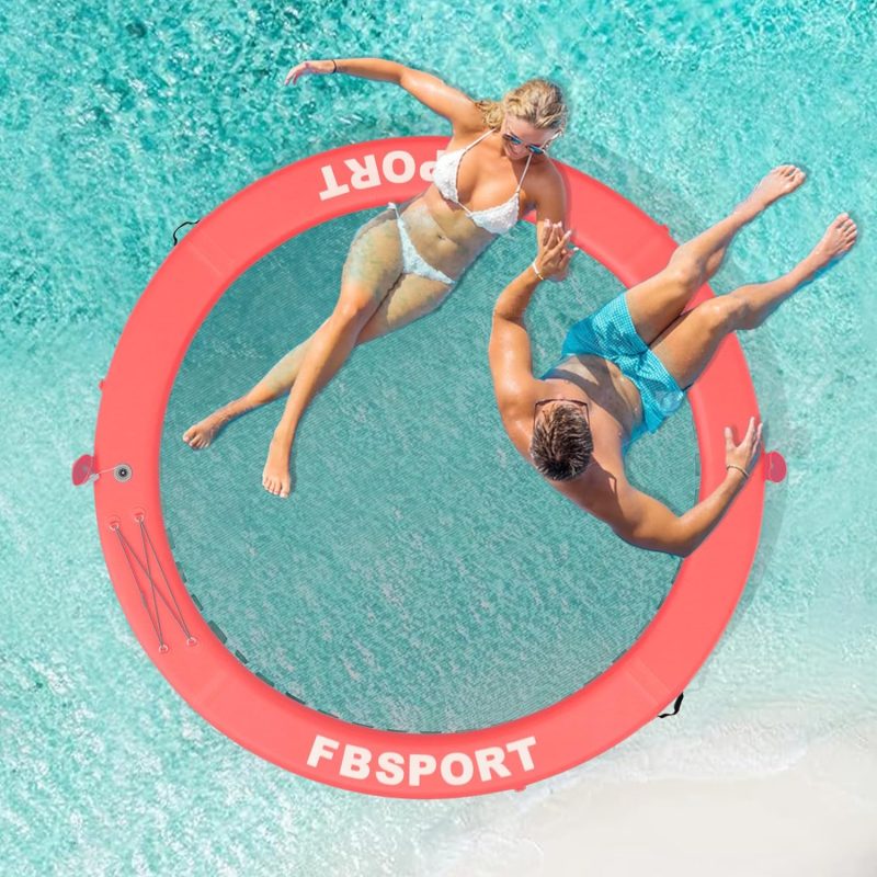Inflatable Dock Floating Platform, 8ft Inflatable Water Hammock Floating Deck for Lake W/Cupholder, Round Floating Ring Float Ring, Pool Float Raft Lounger Island Platform Pad - 图片 20