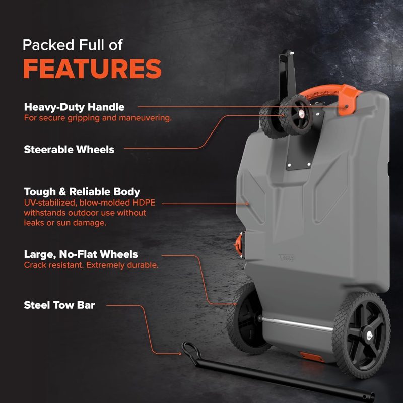 36-Gallon Portable Camper / RV Tote Tank - Features Large Heavy-Duty No-Flat Wheels & Built-In Gate Valve - Removable Steel Tow Adapter, 3 ?RV Sewer Hose & More RV Accessories (39006) - Image 16