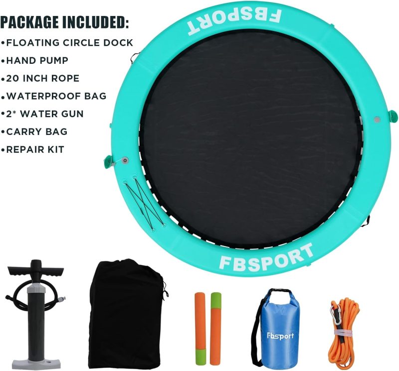 Inflatable Dock Floating Platform, 8ft Inflatable Water Hammock Floating Deck for Lake W/Cupholder, Round Floating Ring Float Ring, Pool Float Raft Lounger Island Platform Pad - 图片 9