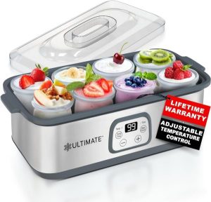 Ultimate Probiotic Yogurt Maker   Make Trillions of Live Probiotics with Adjustable Temperature   Time Control   Get  Gut Health   LIFETIME WARRANTY   Perfect Kitchen Gifts for Women   Men