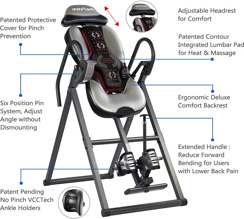 INNOVA HEALTH AND FITNESS ITM5900 Advanced Heat and Massage Inversion Table sgtnighsdesigns - 图片 2
