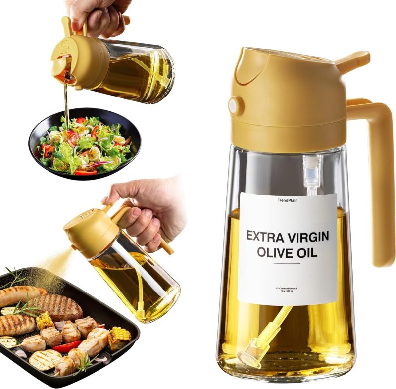 16 Oz Oil Dispenser Bottle for Kitchen – 2 in 1 Olive Oil Dispenser and Oil Sprayer – 470Ml Olive Oil Bottle - Image 7