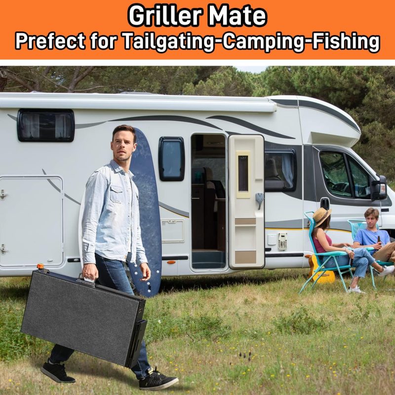 Grill Table for Blackstone Griddle, Portable Griddle Table with Caddy - Fit 17 ?or 22 ?Other Tabletop Grill, Foldable Ninja Grill Stand& Blackstone Griddle Stand for Outdoor Tailgating-Camping - Image 6