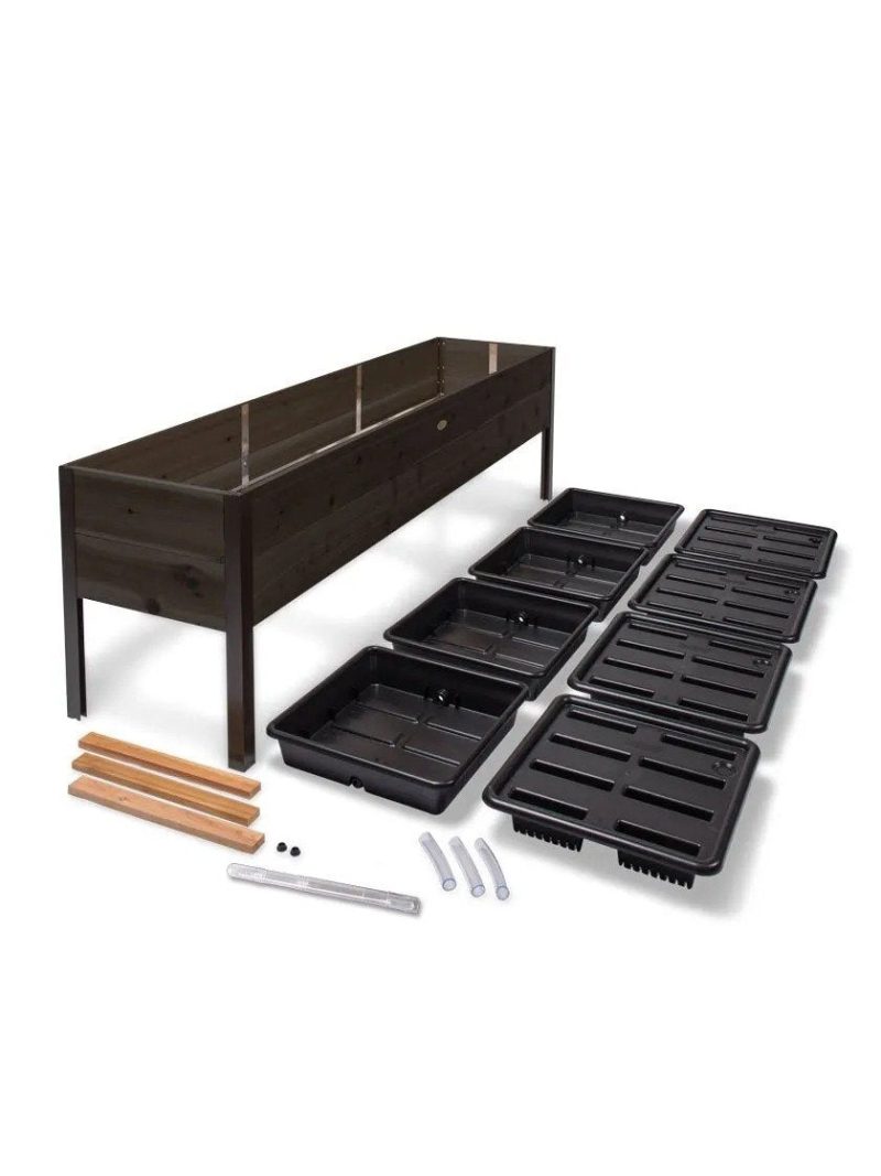 EcoStained Self-Watering Raised Planter Box with Aluminum Legs, Cedar/Cypress, 96   x24   x29 - Image 3
