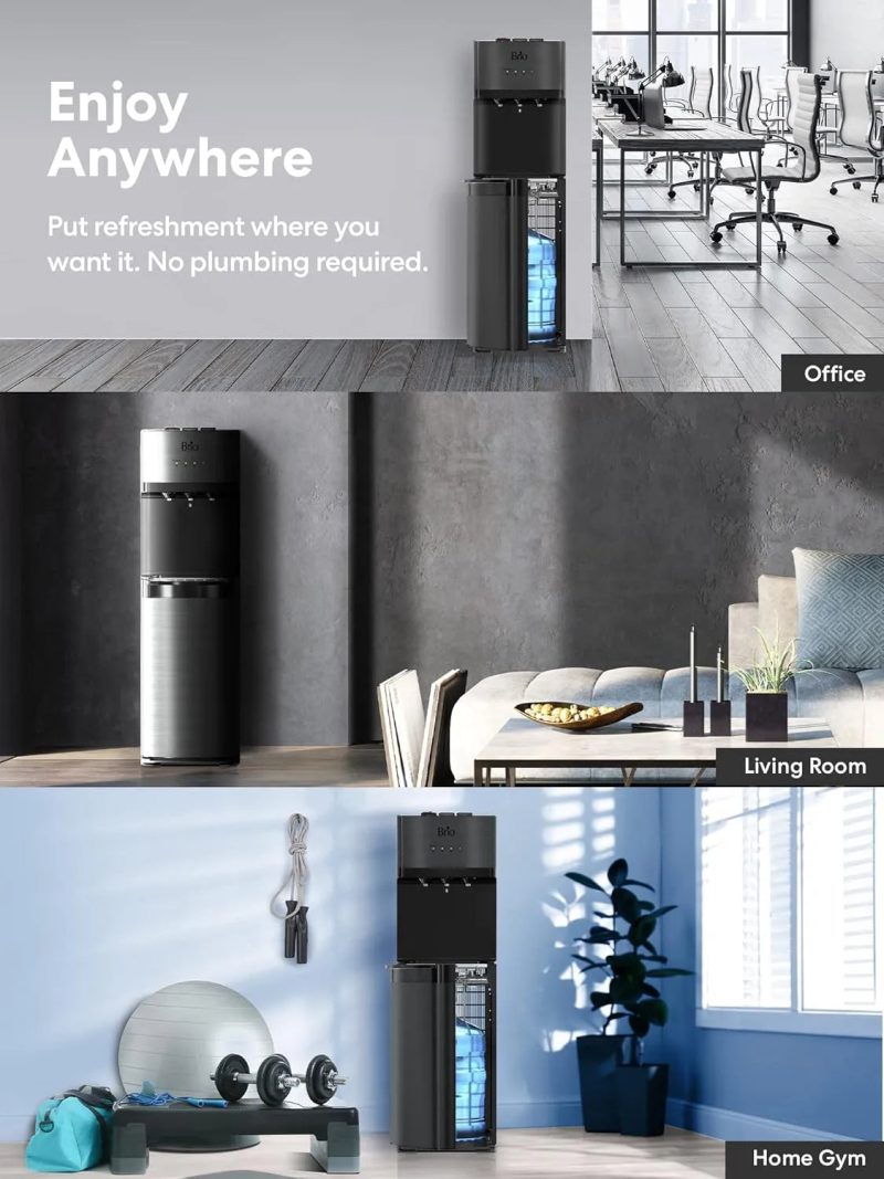 Brio Self Cleaning Bottom Loading Black Stainless Steel 3 Water Temperature Dispenser - Image 2