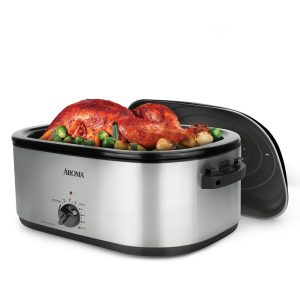 Aroma 22 Quart Electric Roaster Oven Stainless Steel with Self-Basting Lid