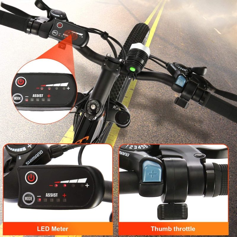 ANCHEER Electric Bike Electric Mountain Bike 350W Ebike 26” Electric Bicycle, 20MPH Adults Ebike with Removable 7.8/10.4Ah Battery, Professional 21 Speed Gears - Image 7
