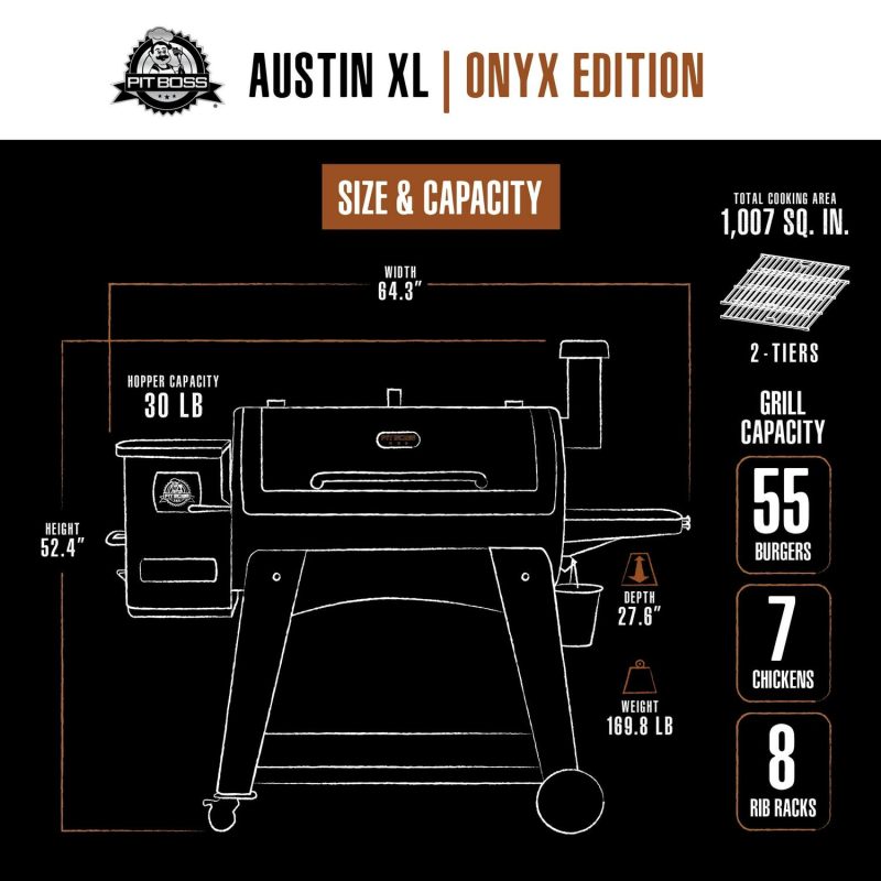 Pit Boss Austin XL 1000 Sq in Wood Fired Pellet Grill and Smoker – Onyx Series - Image 19
