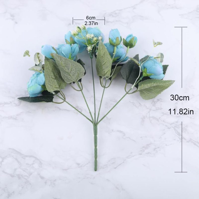 9-Piece Faux Silk Peonies Artificial Flowers - Image 3