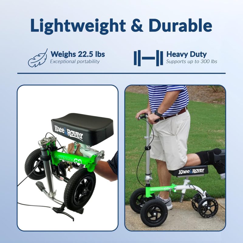 Hybrid �C Most Compact All Terrain Knee Scooter for Adults for Foot Surgery Heavy Duty Knee Walker for Broken Ankle Foot Injuries Recovery Leg Scooter Best Knee Crutch Alternative (Green) - 图片 11