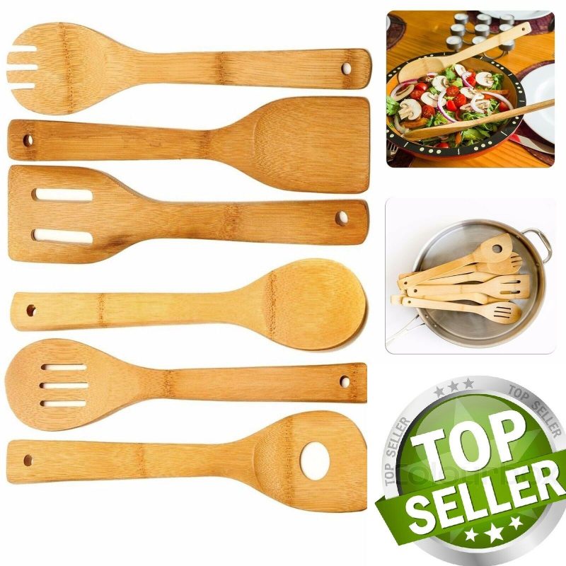6 Piece Bamboo Wood Cooking Utensil Set - Image 2