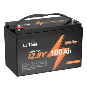 LiTime 12V 100Ah LiFePO4 Battery for Trolling Motors �C Built-in 100A BMS, Marine Design, Expandable, 5-Year Warranty