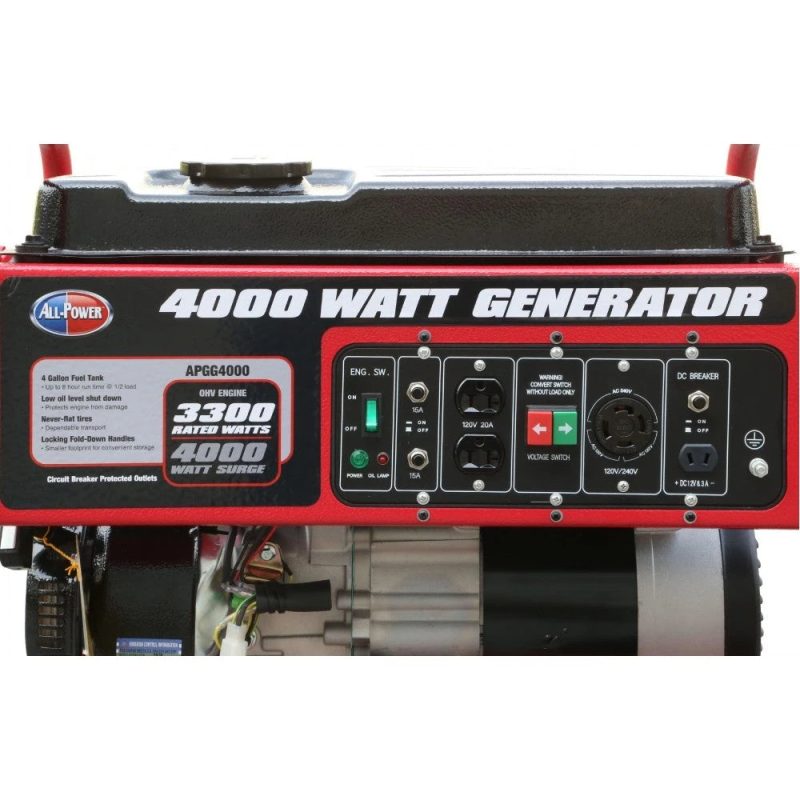 All Power 4000 Watt Generator APGG4000, 4000W Portable Generator for Home Use Power Backup, RV Standby, Hurricane Damage Restoration Power Backup, EPA Certified - Image 3