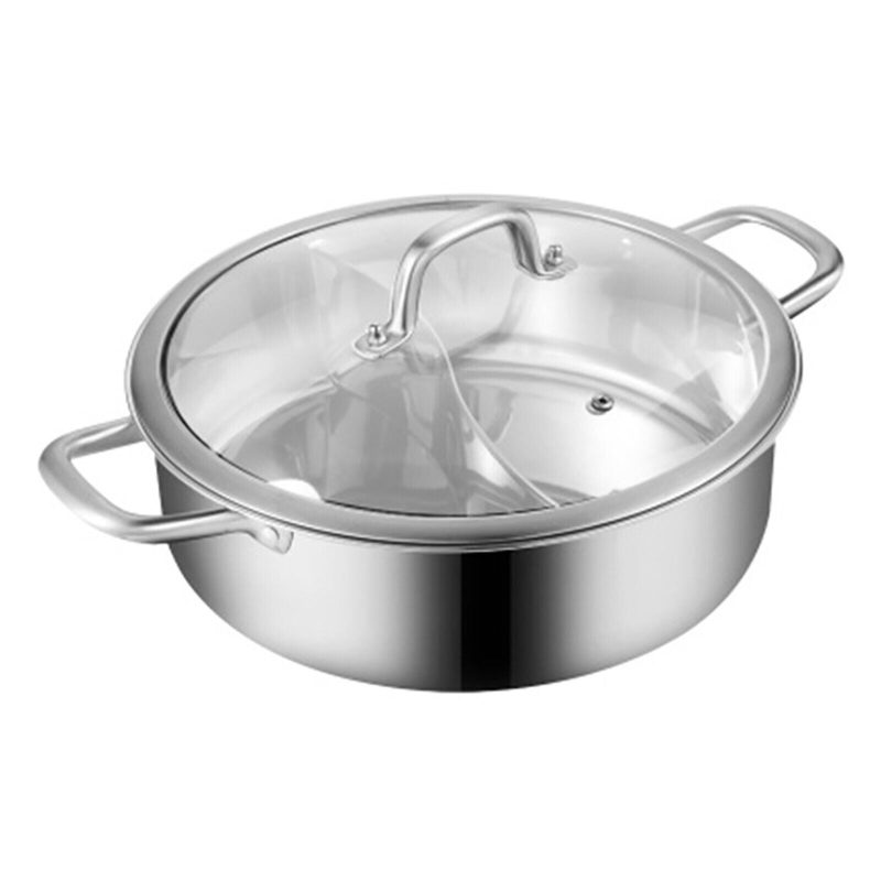 304 Stainless Steel Shabu Shabu Dual Sided Hot Pot W/ Lid And 2 Ladles - Image 19
