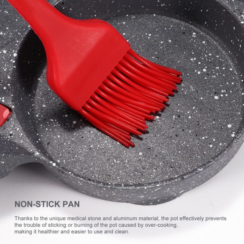4 Hole Omelet Pan- Burger, Egg, Ham, Pancake Maker With Free Brush & Spatula - Image 11