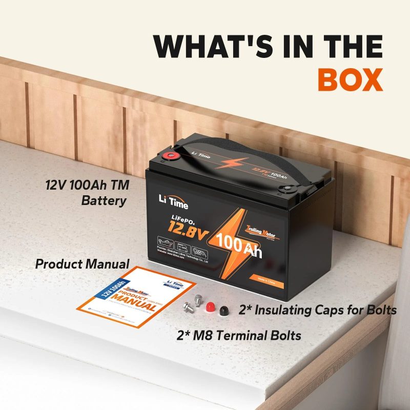 LiTime 12V 100Ah LiFePO4 Battery for Trolling Motors �C Built-in 100A BMS, Marine Design, Expandable, 5-Year Warranty - Image 2