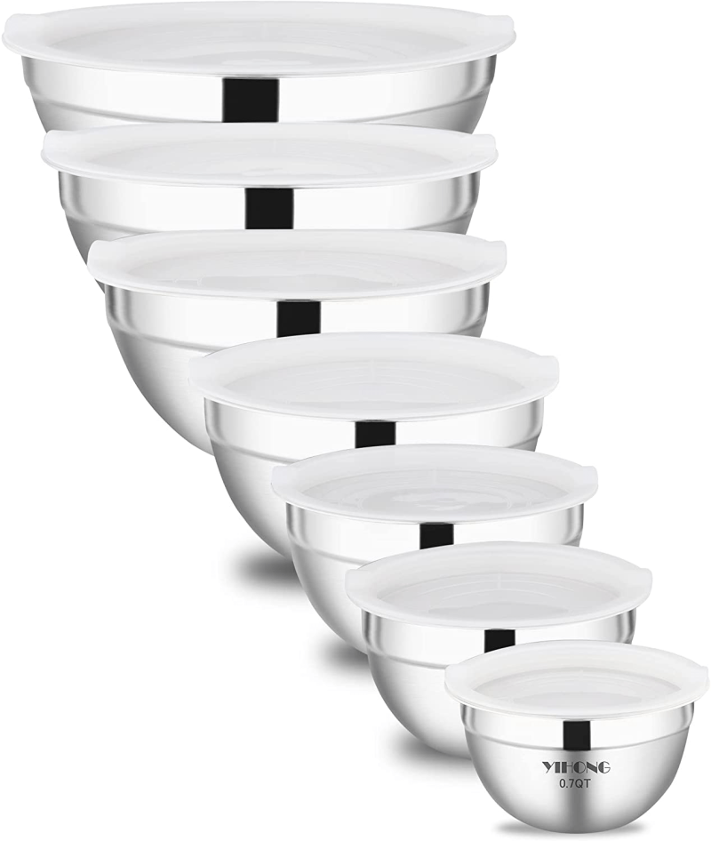 7 Piece Stainless Steel Mixing Bowls with Airtight Lids. - Image 7