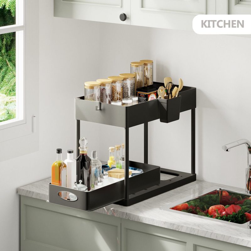 1 Pack or 2 Pack Under Sink Organizers with 2 Tier Sliding Drawers - Image 14