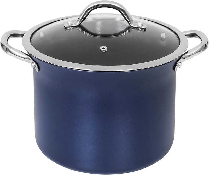 7 QT Copper, Granite, or Sapphire Non Stick Stock Pot Casserole (Induction Compatible) With Glass Lid - Image 9