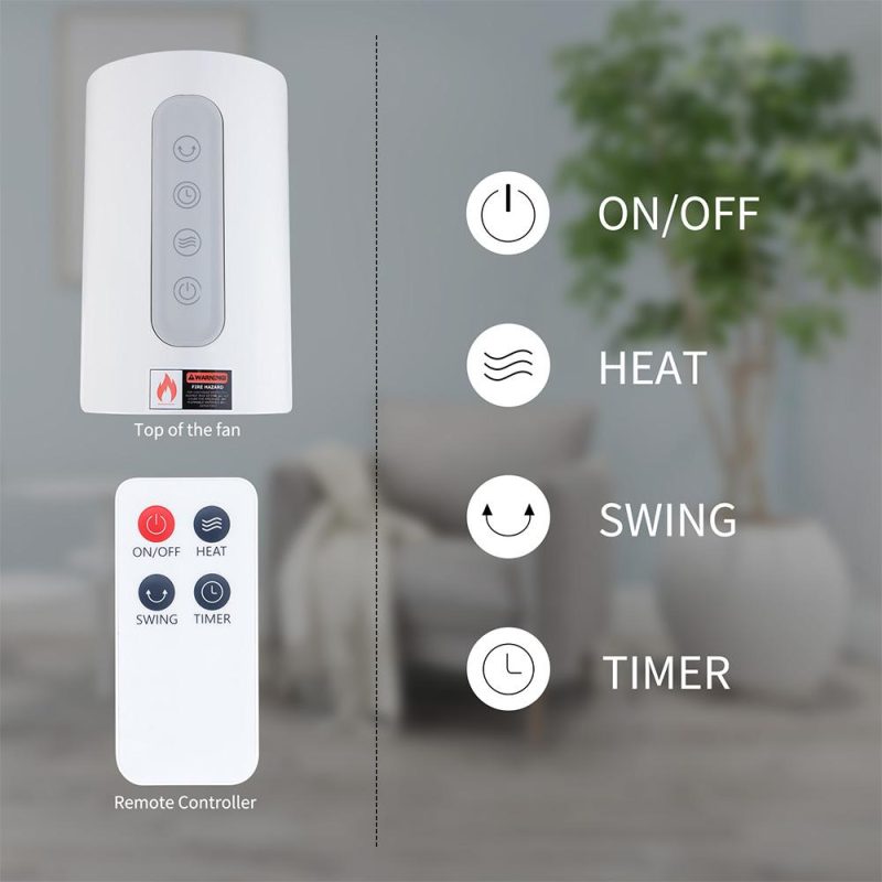 Portable heating tower instant space heater overheat protection white - Image 8