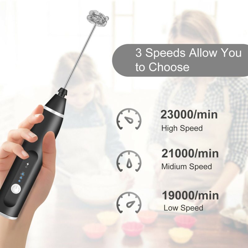 3 Pc Handheld Electric Milk Frother and Egg Beater, USB Charged - Image 6