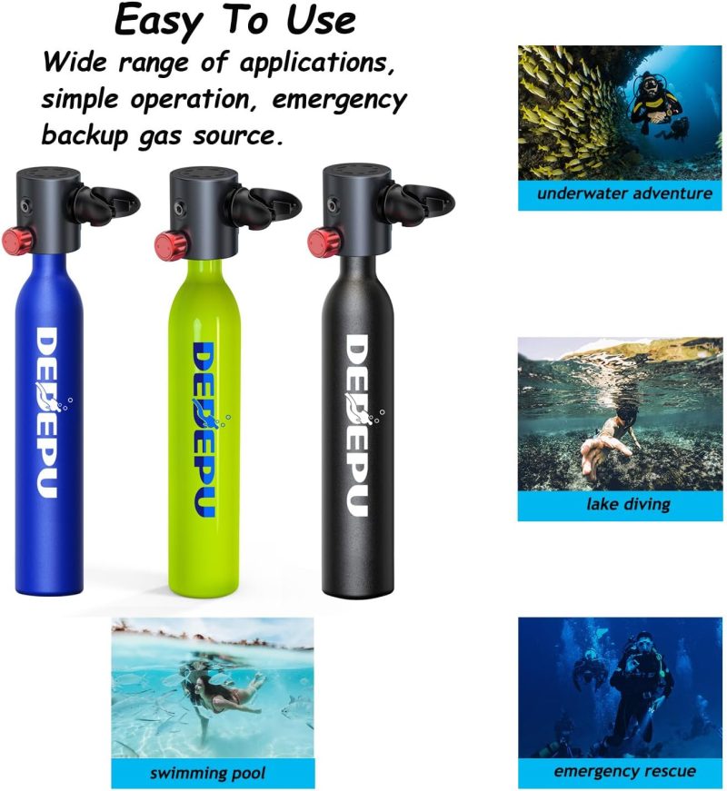 Scuba Diving Tank,0.5L Constant Pressure Mini Scuba Tank, Dive Tanks with On-Off Valve, 5-10 Minutes Underwater Capability, Portable Mini Scuba Tanks, Scuba Diving Tanks with Pump - Image 7