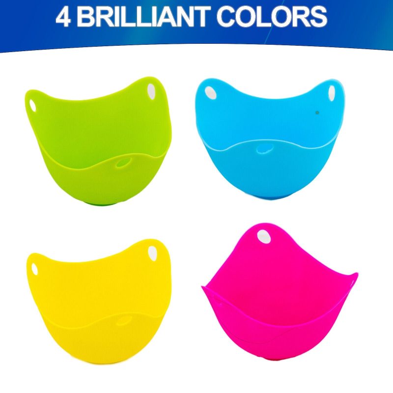 4 or 8 pcs Silicon Egg Poacher Cups- Microwave & Stovetop - Image 3