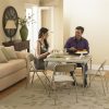 COSCO 5-Piece Folding Dining Set with Card Table and 4 Fabric Padded Chairs, Tan - Image 4