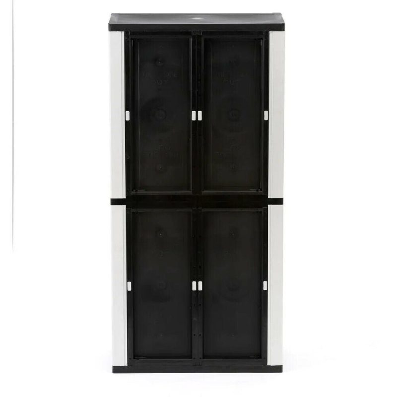 HDX Gray Plastic Freestanding Garage Cabinet, 35′′W x 71′′H x 18′′D, with Adjustable Shelves and Lockable Doors - Image 5