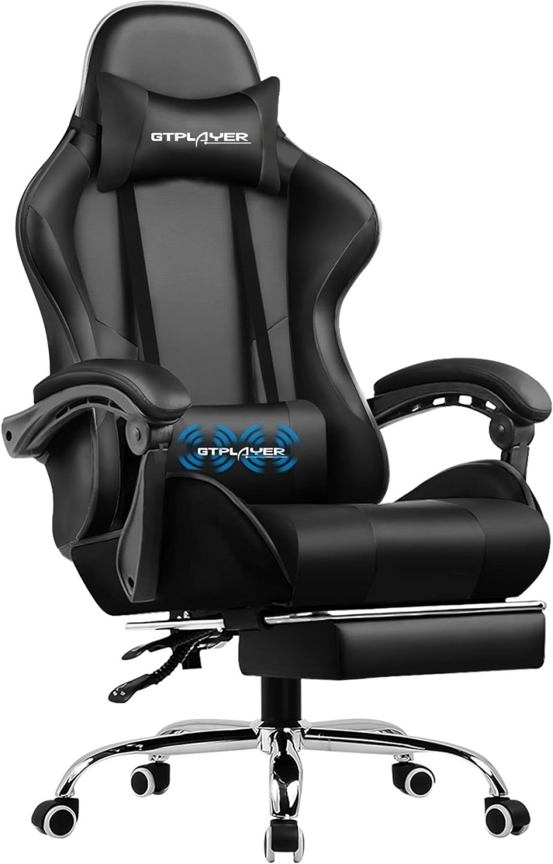 GTPLAYER Gaming Chair, Computer Chair with Footrest and Lumbar Support, Height Adjustable Game Chair with 360  -Swivel Seat and Headrest and for Office or Gaming (White) - Image 11