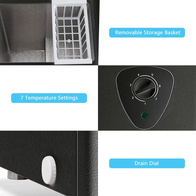 Wanai Chest Freezer, 3.5 Cubic Deep Freezer with Top Open Door and Removable Storage Basket - Image 2