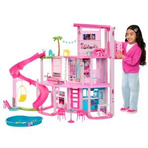 Barbie Dreamhouse Pool Party Doll House with 75+ pc, 3 Story Slide, Fits 12 Inch Dolls