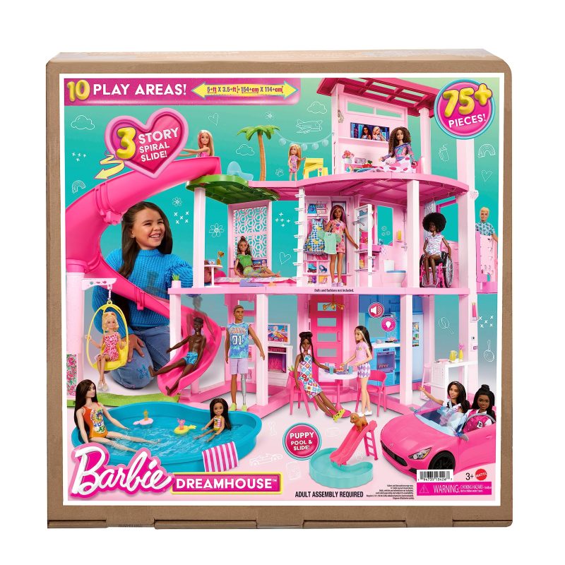 Barbie Dreamhouse Pool Party Doll House with 75+ pc, 3 Story Slide, Fits 12 Inch Dolls - Image 6