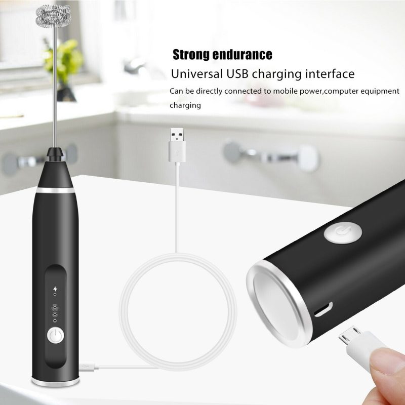 3 Pc Handheld Electric Milk Frother and Egg Beater, USB Charged - Image 11