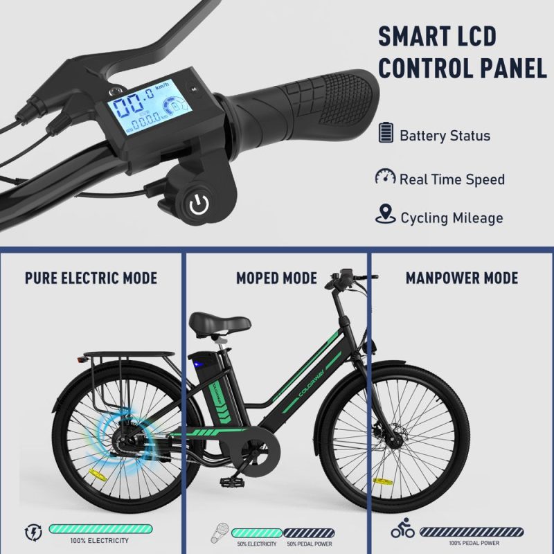 COLORWAY 26" Electric Bike for Woman, 500W Powerful Motor, 36V 12AH Removable Battery - 图片 4